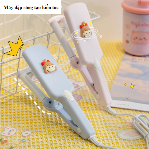 Máy làm tóc uốn xoăn tạo kiểu tóc, máy dập sóng tạo kiểu Hàn quốc, máy làm xoăn tóc dễ thương hình cô gái