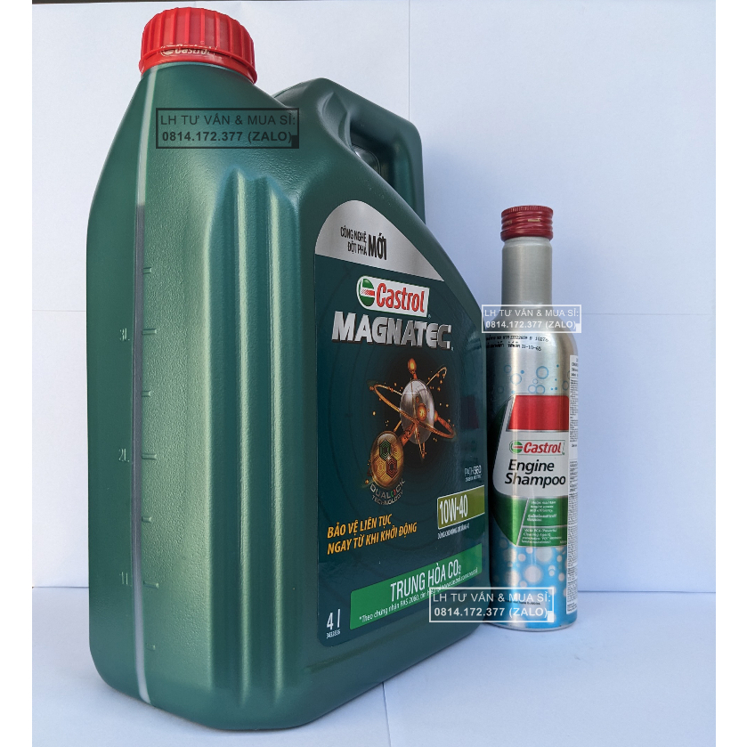 ( Giá KM ) Combo Dầu Nhớt Tổng Hợp Cao Cấp Ô-tô Castrol Magnatec 10w40 4.000mL (4L) + Phụ Gia Súc Động Cơ Castrol 300ml