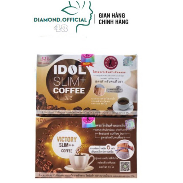 Cà Phê, Cafe Idol Slim+, Giảm Cân Giảm Mỡ Bụng Đẹp Da Collagen (Hộp 10 Gói ) - diamond Mart