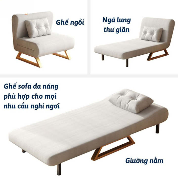 Ghế Sofa Giường Đa Năng Có Khóa Kéo Vệ Sinh, Sofa Giường Gấp 2 Trong 1 Chất Liệu Vải Nhung Khung Thép Chịu Tải 400kg | BigBuy360 - bigbuy360.vn