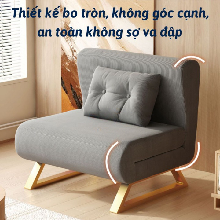 Ghế Sofa Giường Đa Năng Có Khóa Kéo Vệ Sinh, Sofa Giường Gấp 2 Trong 1 Chất Liệu Vải Nhung Khung Thép Chịu Tải 400kg | BigBuy360 - bigbuy360.vn