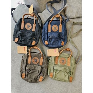 # ba lô kanken no.2 black sling ( phiên bản vải g-1000, logo, quai 100 % da bò