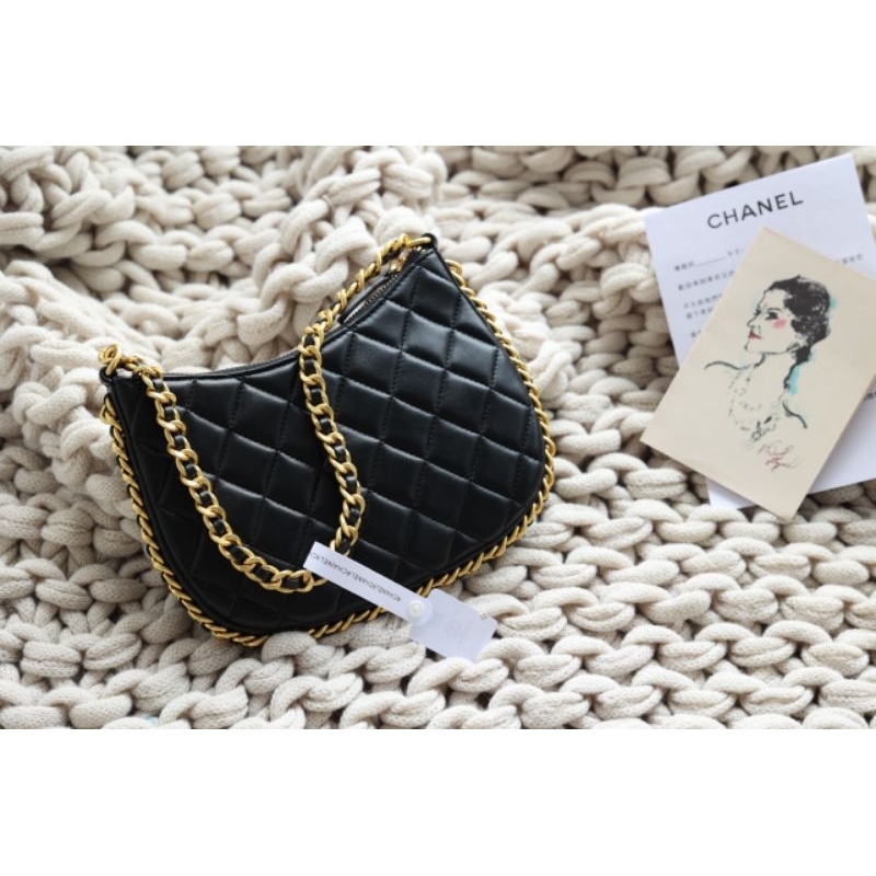 Túi xách dành cho nữ HoBo sz23cm bản đẹp da mềm mịn dây xích to chuẩn a.uth kèm hộp nam châm