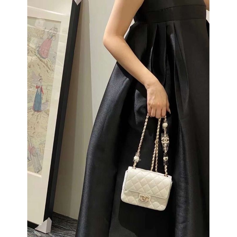 Túi xách dành cho nữ P23 Logo mini sz16cm quai xích gắn charm logo hãng xinh xỉu kèm hộp vip