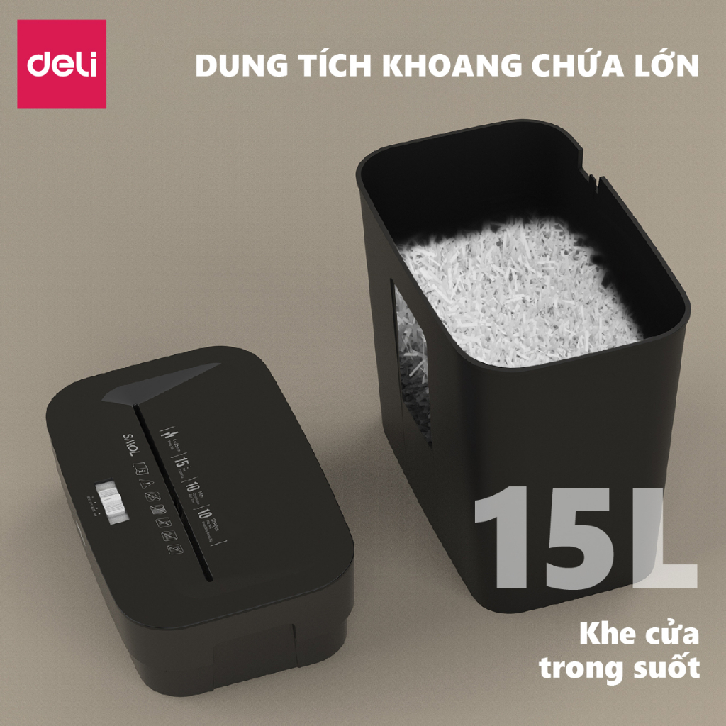 Máy Hủy Tài Liệu Deli ET024 Cao Cấp, Máy Hủy Giấy Tờ Card CD Cho Doanh Nghiệp, Văn Phòng, Nhà Trường Bảo Mật Thông Tin