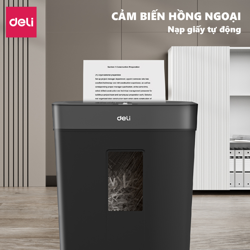 Máy Hủy Tài Liệu Deli ET024 Cao Cấp, Máy Hủy Giấy Tờ Card CD Cho Doanh Nghiệp, Văn Phòng, Nhà Trường Bảo Mật Thông Tin