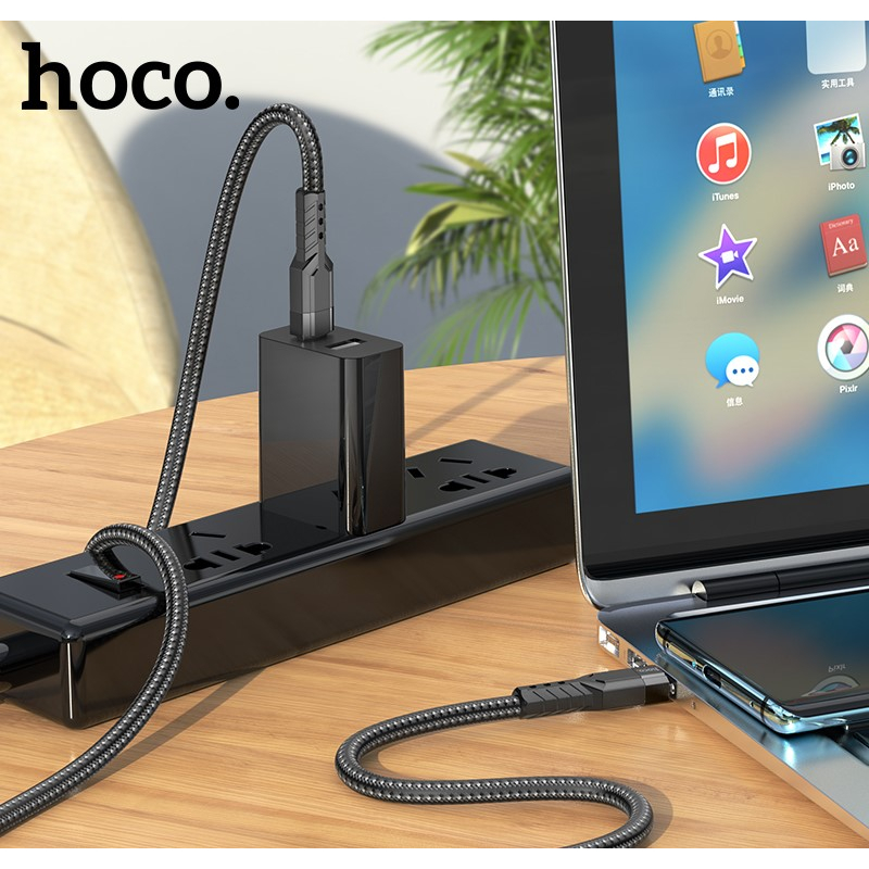 Cáp sạc nhanh Type C Hoco Dây dù siêu bền công suất 60w dùng cho android máy tính bảng samsung xiaomi