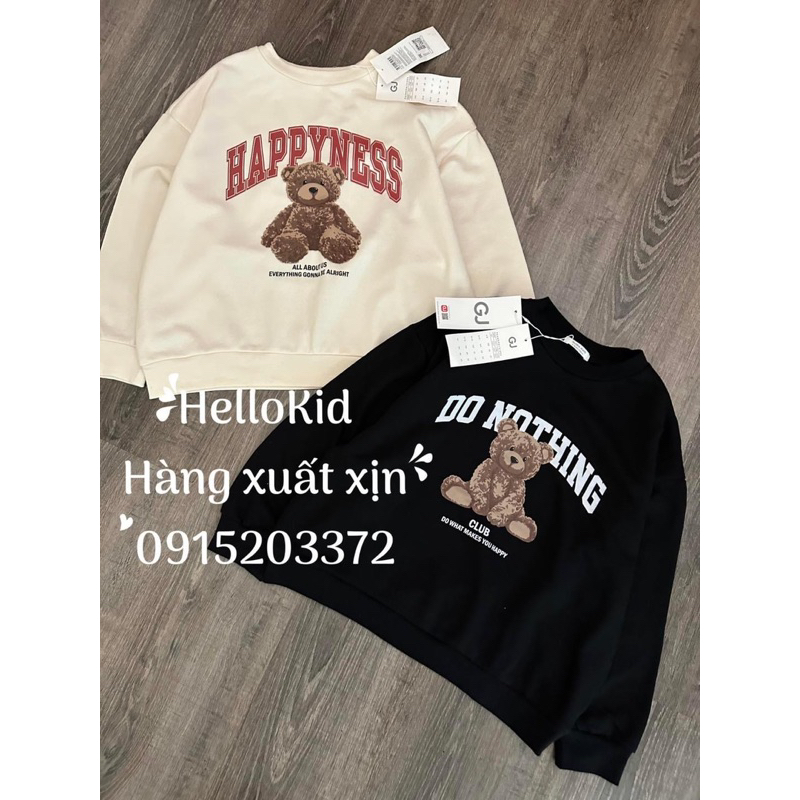 Áo nỉ da cá gấu teddy chữ GzJ bé gái