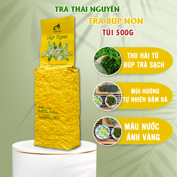 Trà Thái Nguyên VietGAP, Chè Thái Nguyên 1 Tôm 2 Lá, Trà Trung Du Đặc Sản Thương Hiệu Thái Việt Gói 500G