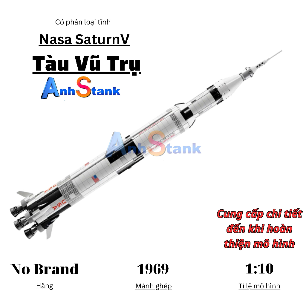 Mô Hình Lắp Ráp Siêu Tàu Vũ Trụ Technic Nasa Apolo Saturn V tỉ lệ 1:10 SKU 12006 1969 chi tiết cung cấp bởi AnhStank