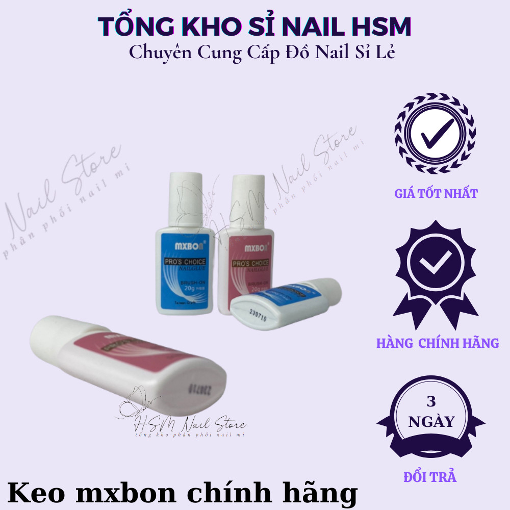 Keo dán móng giả Mxbon Hồng (20g) - (7g) Chính hãng Nails Glue  - Phụ kiện đồ nail HSM