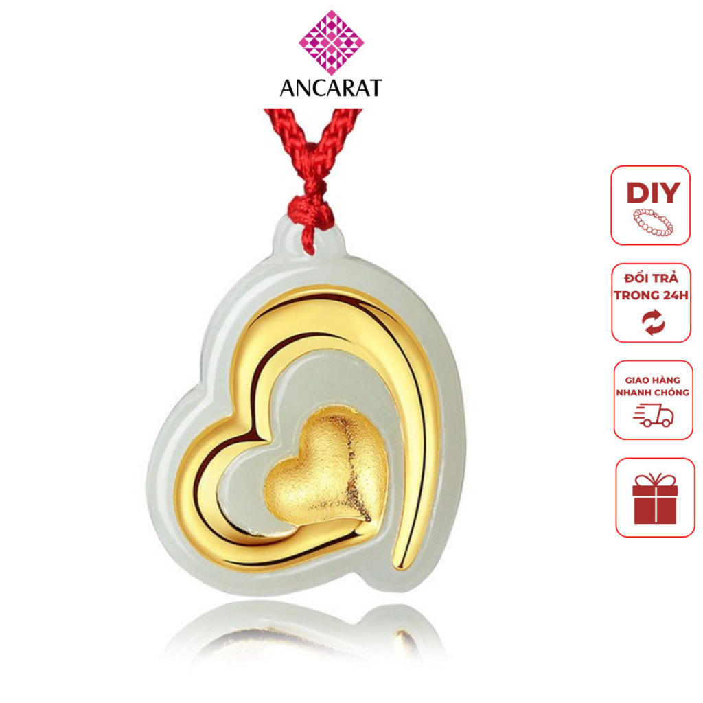 ANCARAT - Mặt dây Phỉ thúy dát vàng trái tim - PT02