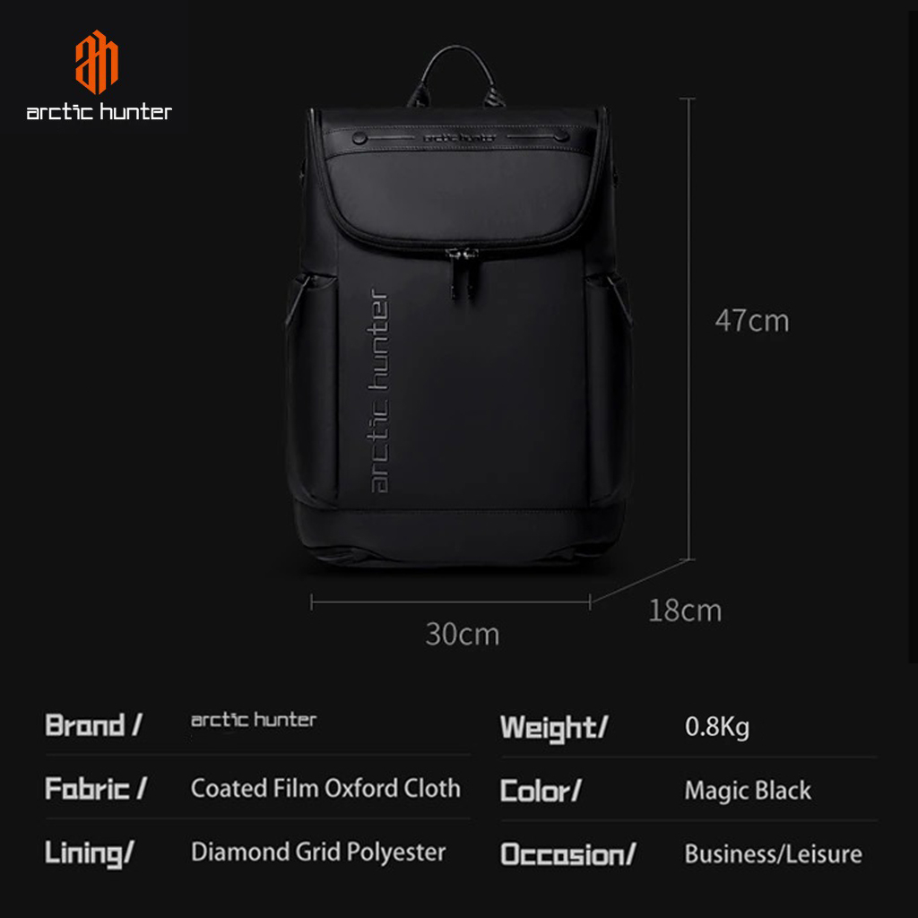 Balo laptop Arctic Hunter B00465 nhiều ngăn, chất liệu Oxford chống thấm nước, đựng máy tính 15.6 inch