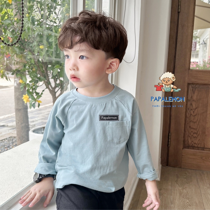 Áo dài tay bé trai PAPALEMON A053 áo thu đông cho bé chất liệu cotton mềm