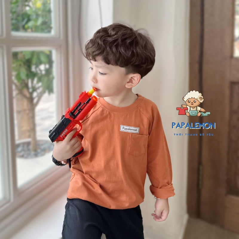 Áo dài tay bé trai PAPALEMON A053 áo thu đông cho bé chất liệu cotton mềm