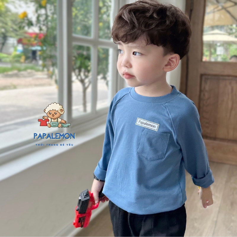 Áo dài tay bé trai PAPALEMON A053 áo thu đông cho bé chất liệu cotton mềm