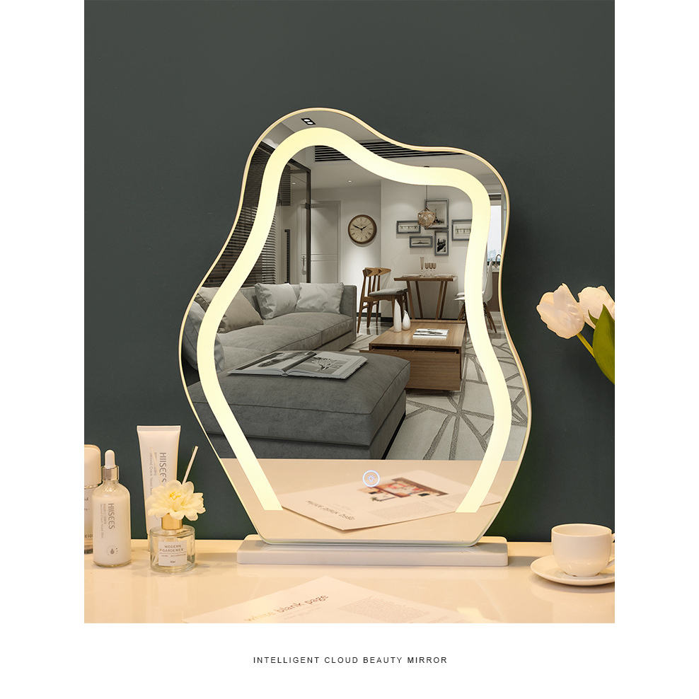 Gương để bàn trang điểm lượn sóng có đèn led hàng nhập khẩu cao cấp