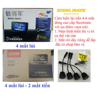 Cảm biến lùi tiến Steelmate 4 mắt 6 mắt màn LCD hiển thị vị trí vật cản cho xe hơi ô tô dòng cao cấp