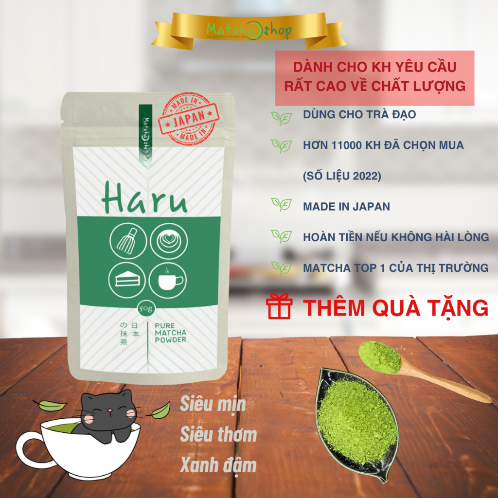 Bột Trà Xanh Matcha Haru Nhật Bản 20G-50G-100G