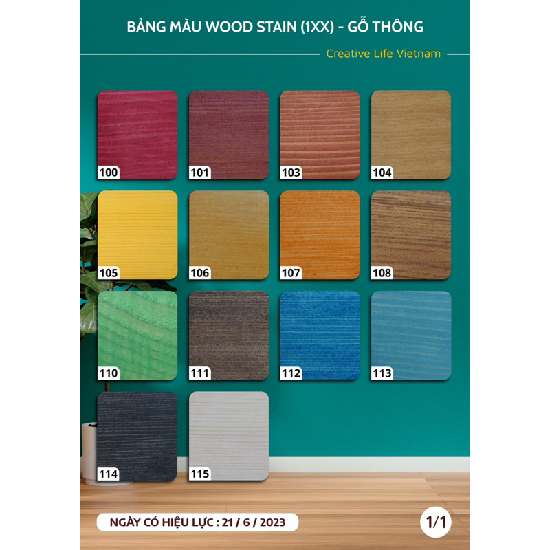 Wood Stain 800g - Sơn lau màu cho gỗ gốc dầu Creative Life Vietnam mã 1xx