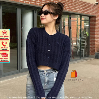 Áo Kiểu Dáng Ngắn Croptop Tay Dài Cổ Tròn Phối Thừng Thân kèm Logo Siêu Xinh Dễ Phối Đồ Phù Hợp Mọi Lứa Tuổi Shopquacam