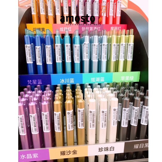 Bút Bi Bấm Mực Gel Xanh 0.5mm Vỏ Sắc Màu BAOKE PC3778