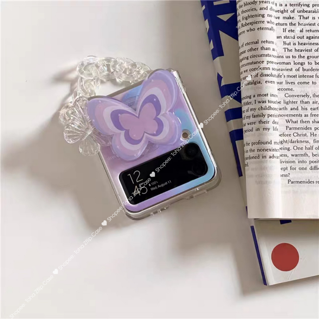 Ốp lưng Samsung Z Flip 5 / Z Flip 4 hình bướm dễ thương có dây xách tay sang trọng Z Flip5/ ZFlip5 / Z Flip4/ ZFlip4