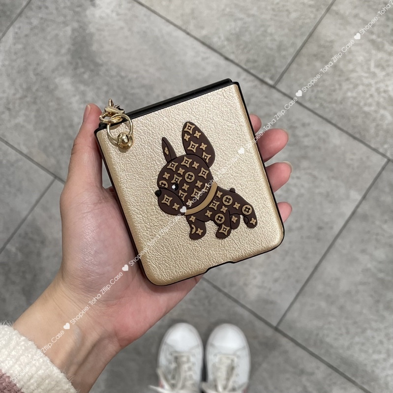 Ốp Samsung Z Flip 3 / Z Flip 4/ Z Flip 5 da gold LV dây đeo chéo Z Flip3 / ZFlip3 / Z Flip4/ ZFlip5