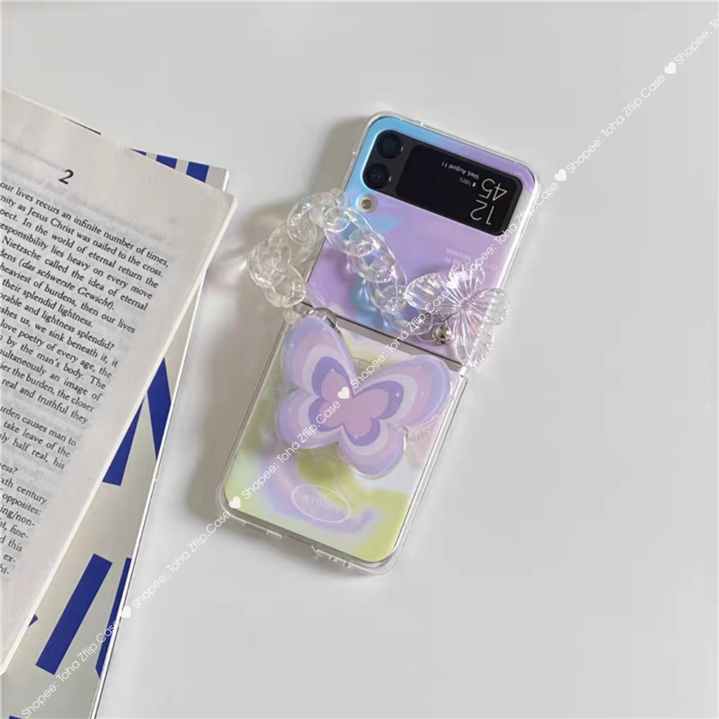 Ốp lưng Samsung Z Flip 5 / Z Flip 4 hình bướm dễ thương có dây xách tay sang trọng Z Flip5/ ZFlip5 / Z Flip4/ ZFlip4