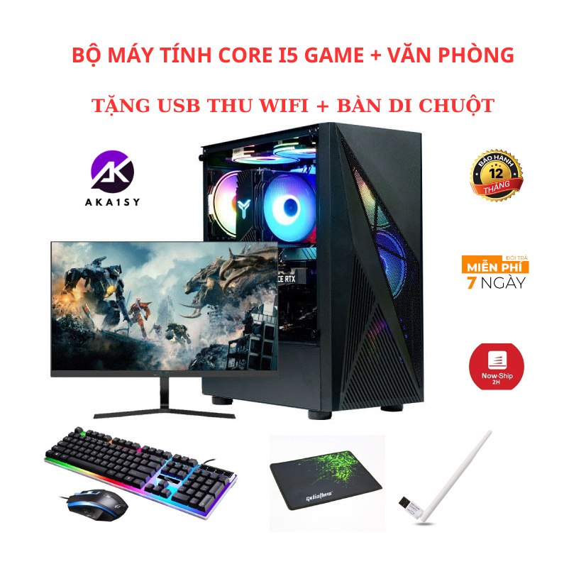 FULL Bộ Máy Tính AKA1SY Core i5 Ram 8Gb SSD 240Gb VGA 730 Kèm Màn 22-24 inch chơi mượt mọi game Liên minh, fifa 4, csgo