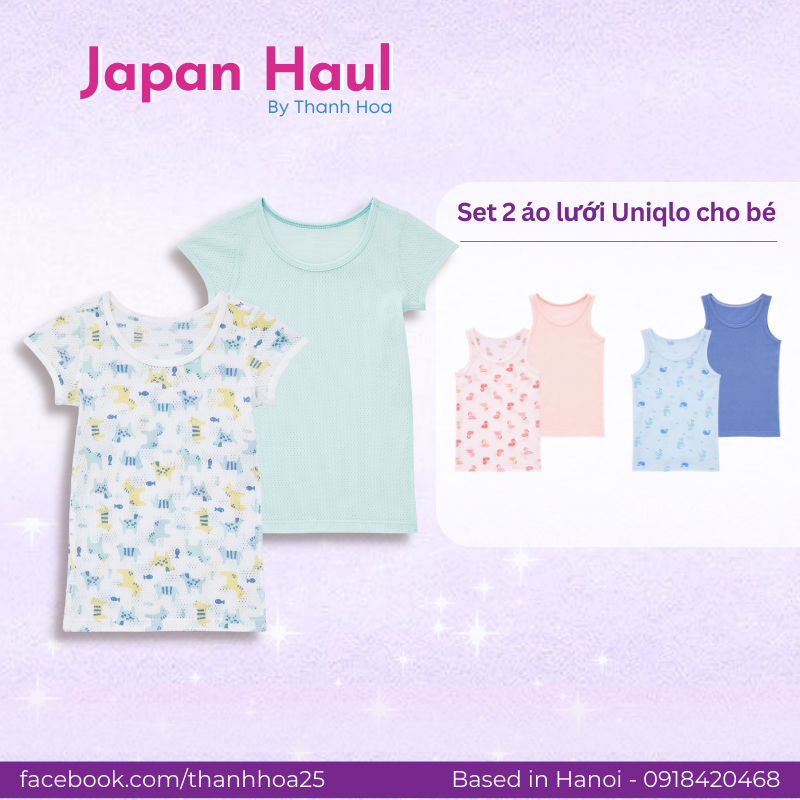 Set 2 áo lưới cho bé mặc mùa hè Uni