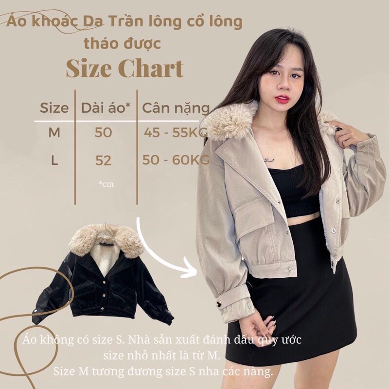 Áo Khoác da, áo da nhung lót lông Hàng Quảng Châu, cổ lông tháo rời