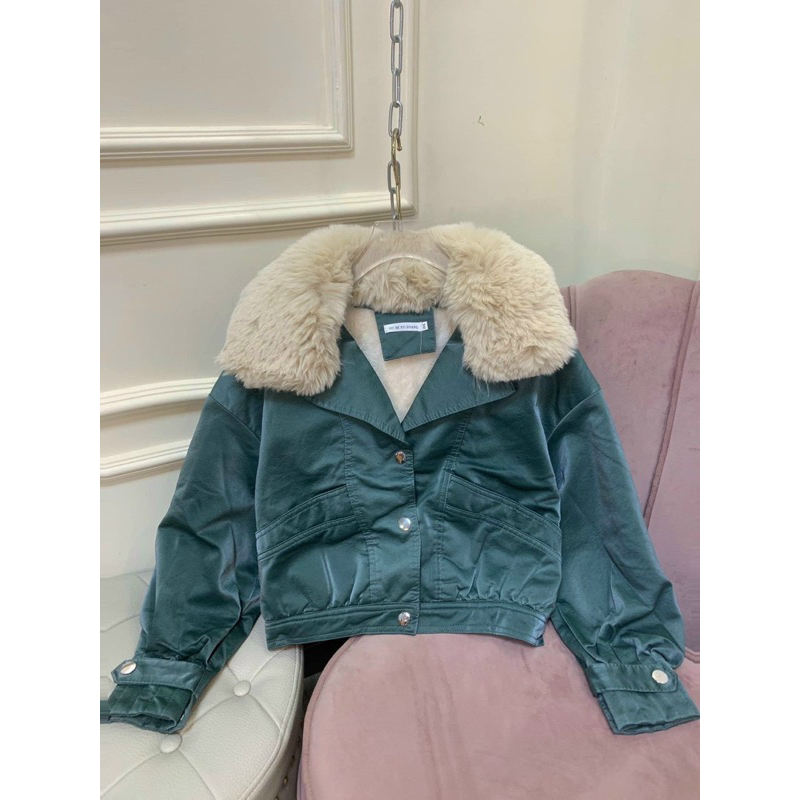 Áo Khoác da, áo da nhung lót lông Hàng Quảng Châu, cổ lông tháo rời