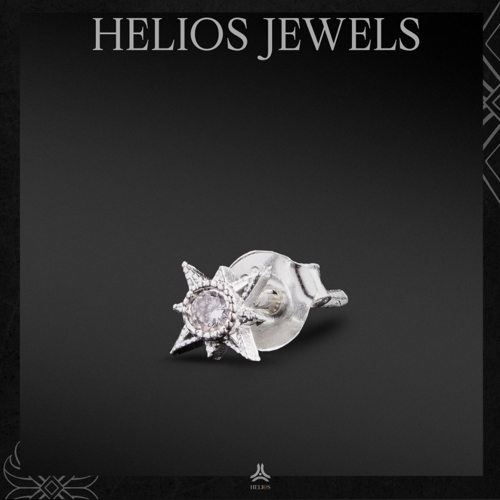 Khuyên tai bạc nam, nữ HeliSilver Lodestar 5mm Helios Original S925 KTB291