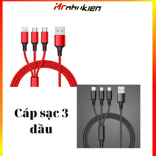 Cáp sạc 3 đầu dây dù siêu bền micro, type c, lignin – Dây sạc đa năng - MrPhukien
