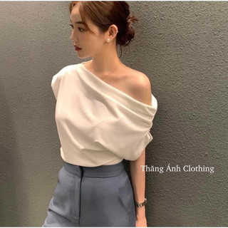 Ao trễ vai chất vải thun bo zip co giãn