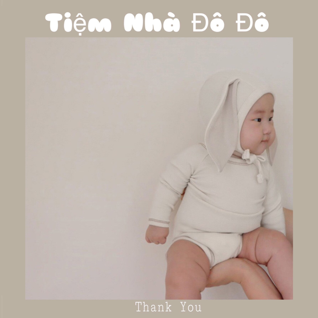 Bộ body suit body chip cho bé trai bé gái tai thỏ 3 chi tiết giữ nhiệt ấm mùa thu đông