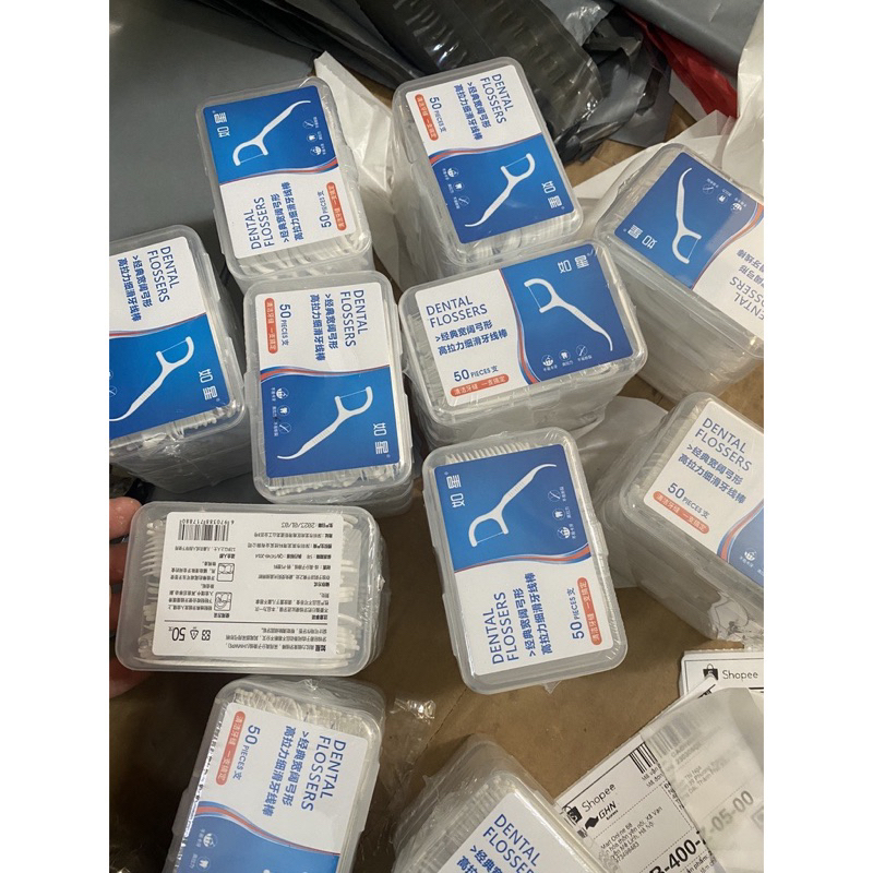Tăm chỉ nha khoa hộp 50 cái, tăm chỉ nha khoa hàng loại đẹp sợi mảnh và dai