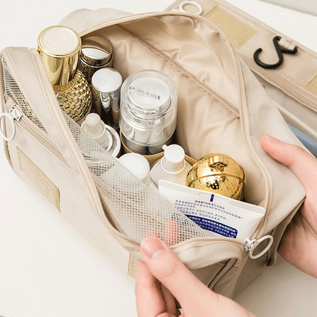 Túi đựng mỹ phẩm du lịch Travel - Túi đựng đồ trang điểm makeup skincare cá nhân đa năng có móc treo nhiều ngăn tiện lợi