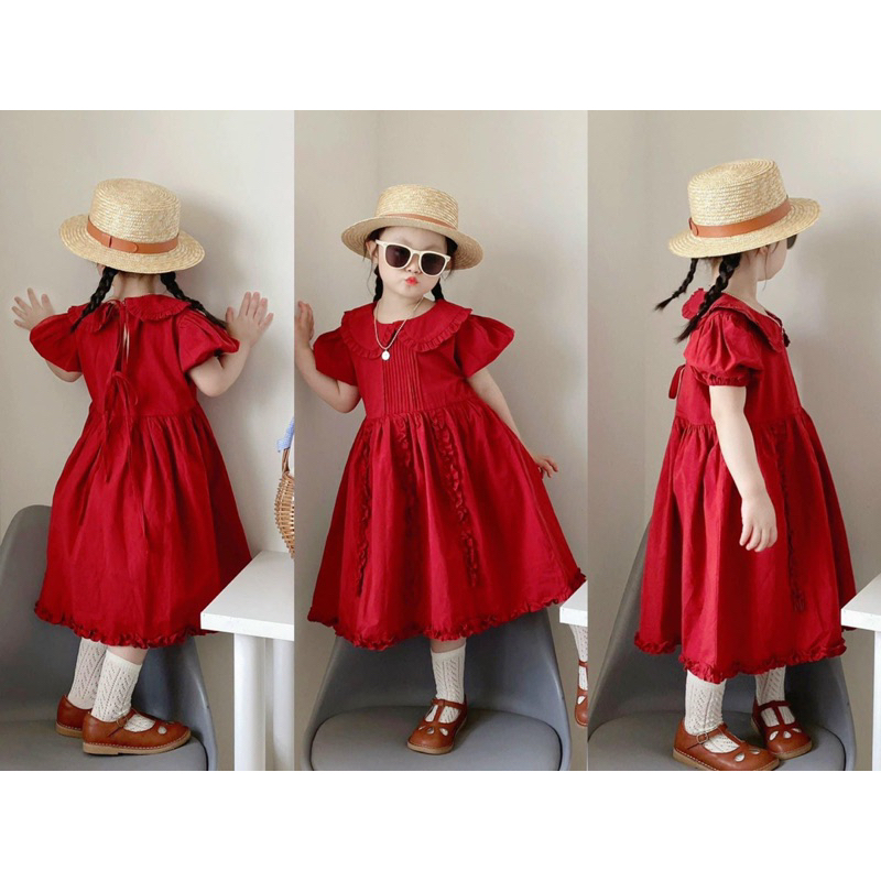 Đầm Sofia Candy thô cotton bèo đỏ (10-40kg)