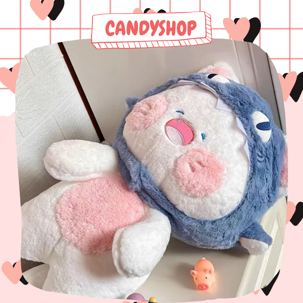 Thú nhồi bông DUDU đội mũ cá mập má hồng má phính, có thể tháo rời mũ, gấu bông size to  CANDYSHOP