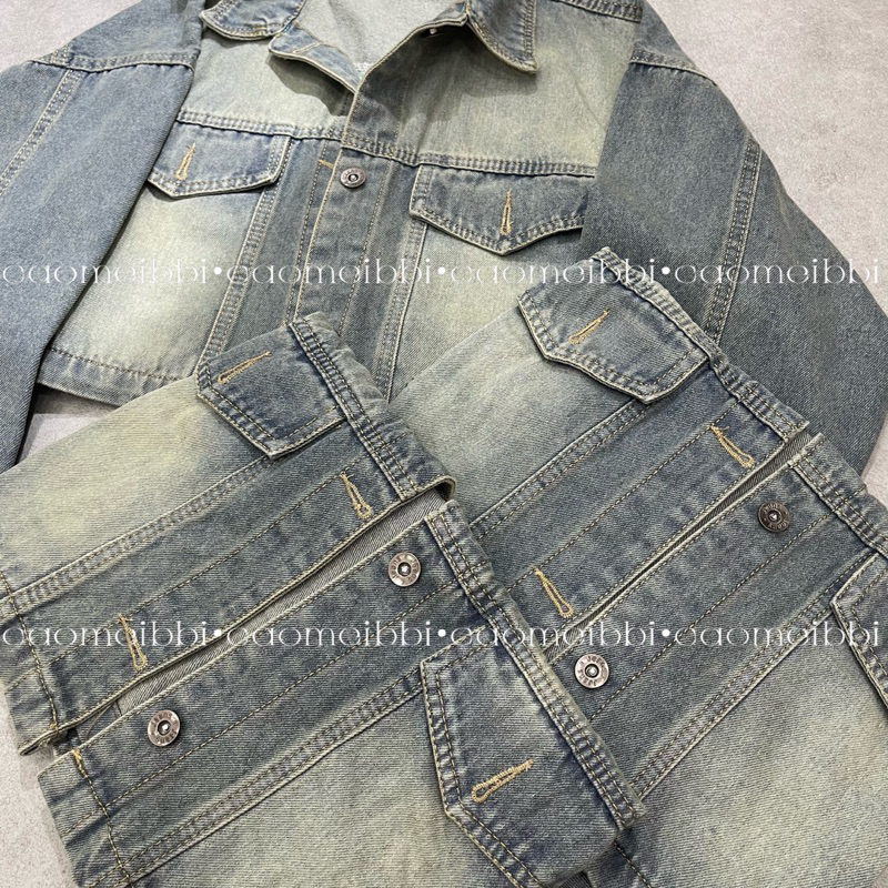 Áo Khoác Jean Xanh Ngắn Tay Dài