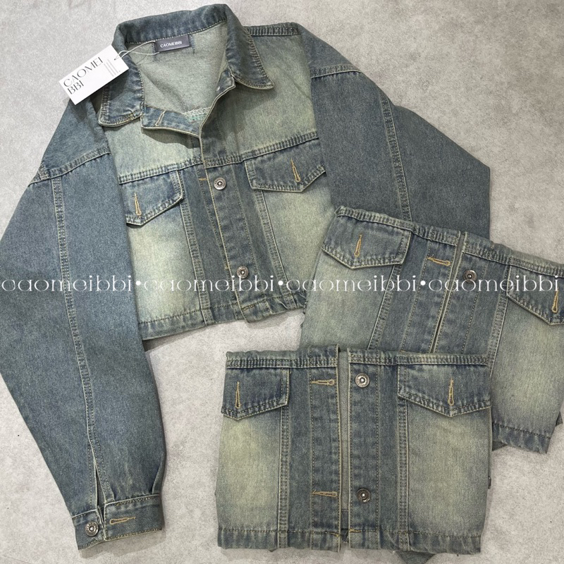 Áo Khoác Jean Xanh Ngắn Tay Dài