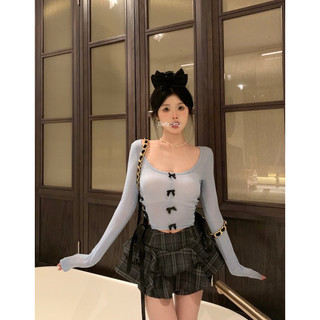 Áo len cổ tròn thắt nơ eo ulzzang