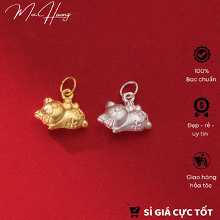 [S925] Charm bạc treo 3D mèo chiêu tài - MH030