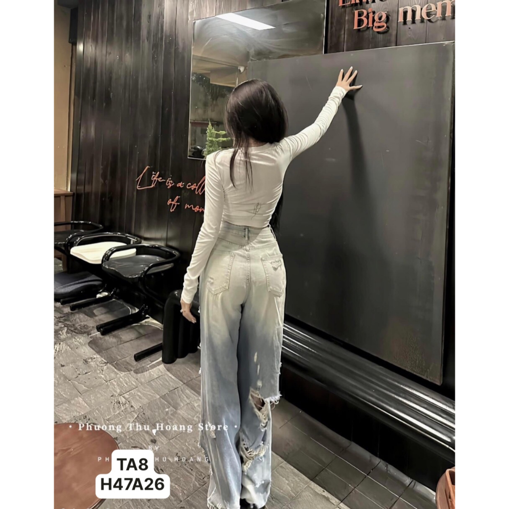 Quần suông rách hot hít về sẵn hàng Size SML T8