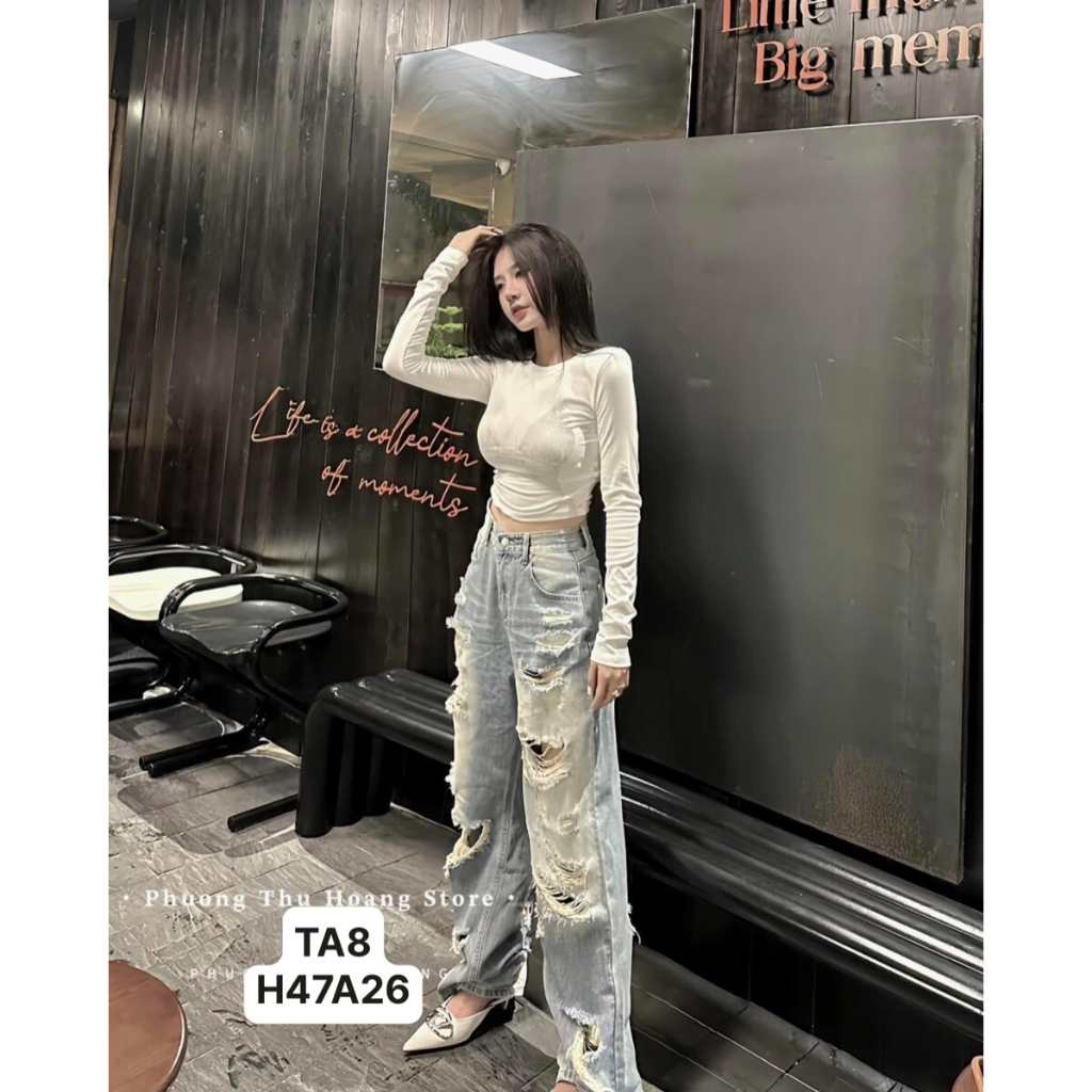 Quần suông rách hot hít về sẵn hàng Size SML T8