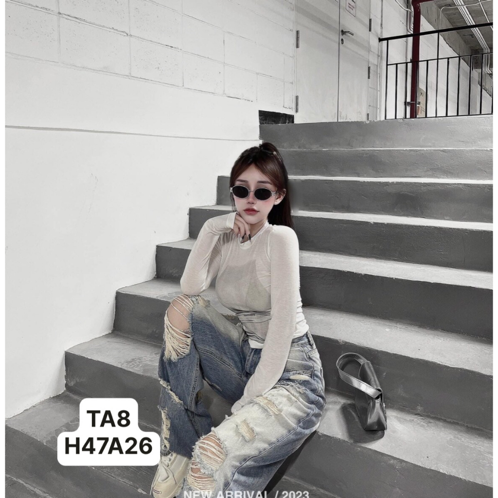 Quần suông rách hot hít về sẵn hàng Size SML T8