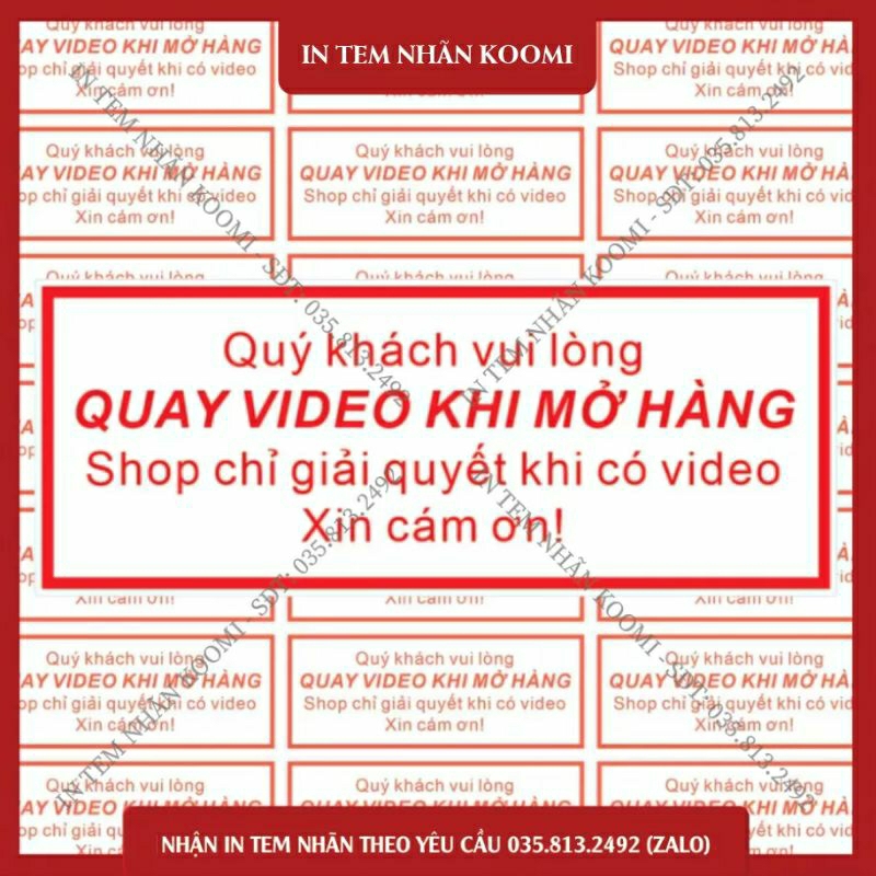 Tem "Chú Quay Video Khi Mở Hàng" Dành Cho Các Shop