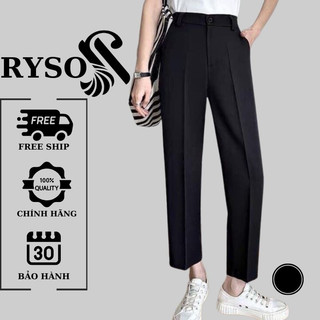 Quần tây nữ màu đen dáng dài cạp có đai lưng cao RYSO FASHION  , Quần vải công sở Vitex dày dặn phối áo sơ mi đi học làm
